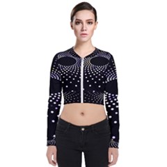 Abstract Black Blue Bright Circle Long Sleeve Zip Up Bomber Jacket