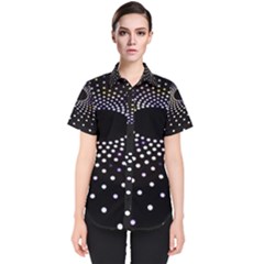 Abstract Black Blue Bright Circle Women s Short Sleeve Shirt