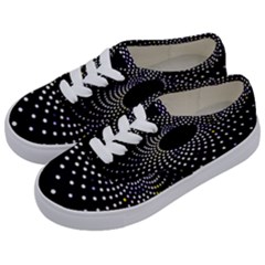 Abstract Black Blue Bright Circle Kids  Classic Low Top Sneakers by HermanTelo