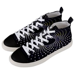 Abstract Black Blue Bright Circle Men s Mid-top Canvas Sneakers