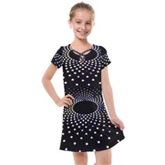 Abstract Black Blue Bright Circle Kids  Cross Web Dress by HermanTelo