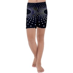 Abstract Black Blue Bright Circle Kids  Lightweight Velour Capri Yoga Leggings