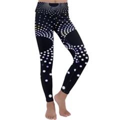 Abstract Black Blue Bright Circle Kids  Lightweight Velour Classic Yoga Leggings