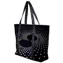 Abstract Black Blue Bright Circle Zip Up Canvas Bag