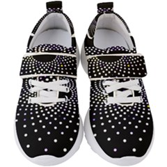 Abstract Black Blue Bright Circle Kids  Velcro Strap Shoes