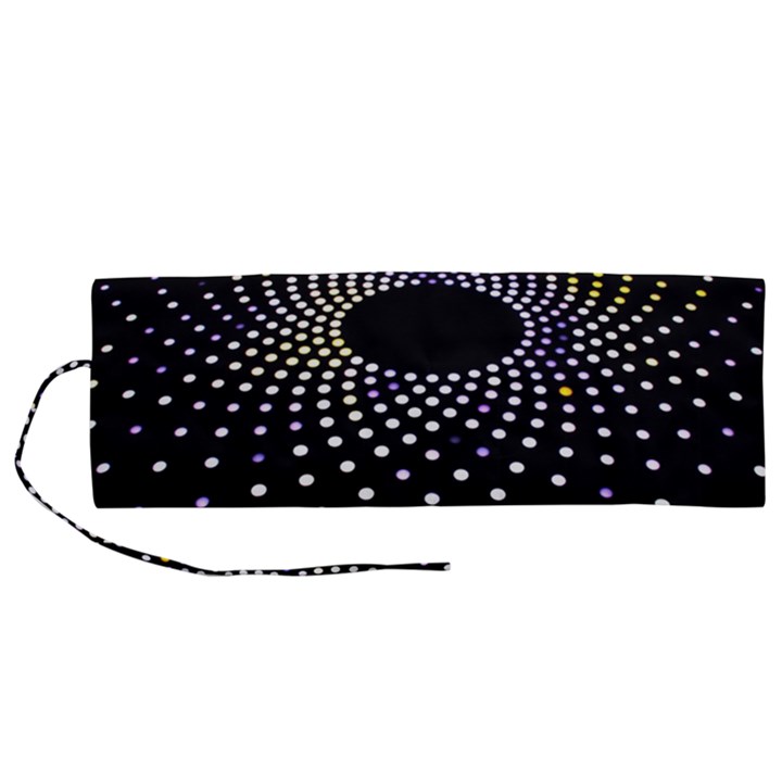 Abstract Black Blue Bright Circle Roll Up Canvas Pencil Holder (M)