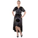 Abstract Black Blue Bright Circle Front Wrap High Low Dress View1