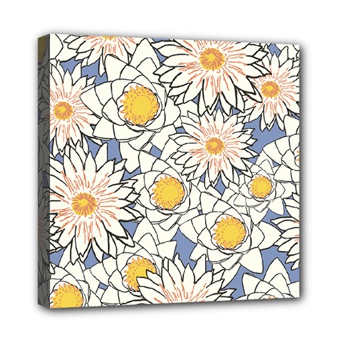 Flowers Pattern Lotus Lily Mini Canvas 8  X 8  (stretched) by HermanTelo