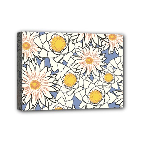 Flowers Pattern Lotus Lily Mini Canvas 7  X 5  (stretched)