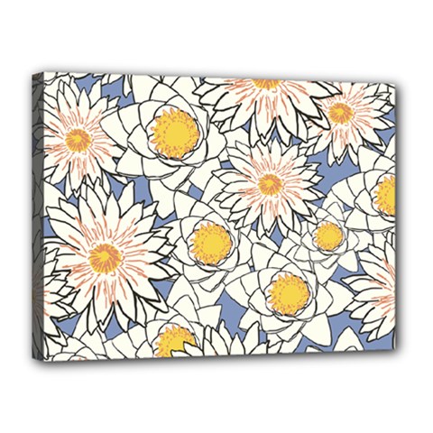 Flowers Pattern Lotus Lily Canvas 16  X 12  (stretched)