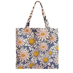 Flowers Pattern Lotus Lily Zipper Grocery Tote Bag