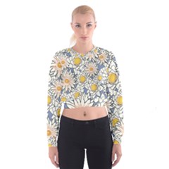 Flowers Pattern Lotus Lily Cropped Sweatshirt