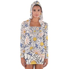 Flowers Pattern Lotus Lily Long Sleeve Hooded T-shirt