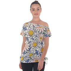 Flowers Pattern Lotus Lily Tie-up Tee