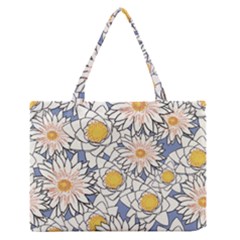 Flowers Pattern Lotus Lily Zipper Medium Tote Bag by HermanTelo