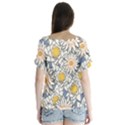 Flowers Pattern Lotus Lily V-Neck Flutter Sleeve Top View2