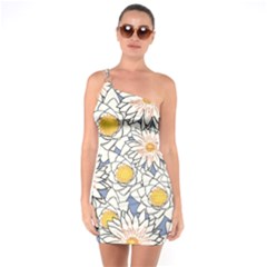 Flowers Pattern Lotus Lily One Soulder Bodycon Dress by HermanTelo