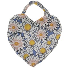 Flowers Pattern Lotus Lily Giant Heart Shaped Tote by HermanTelo