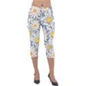 Flowers Pattern Lotus Lily Lightweight Velour Capri Leggings  View1