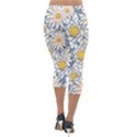 Flowers Pattern Lotus Lily Lightweight Velour Capri Leggings  View2