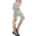 Flowers Pattern Lotus Lily Lightweight Velour Capri Leggings  View4