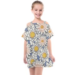 Flowers Pattern Lotus Lily Kids  One Piece Chiffon Dress by HermanTelo