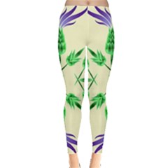 Thistle Flower Purple Thorny Flora Leggings  by Bajindul