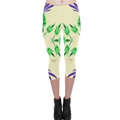 Thistle Flower Purple Thorny Flora Capri Leggings  by Bajindul