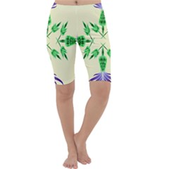 Thistle Flower Purple Thorny Flora Cropped Leggings  by Bajindul