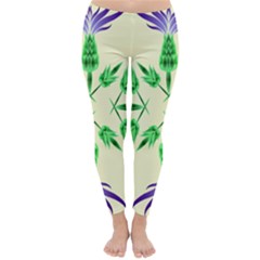 Thistle Flower Purple Thorny Flora Classic Winter Leggings by Bajindul