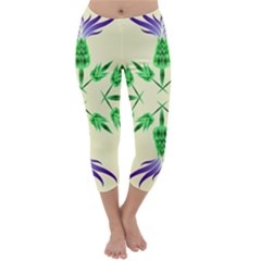 Thistle Flower Purple Thorny Flora Capri Winter Leggings  by Bajindul