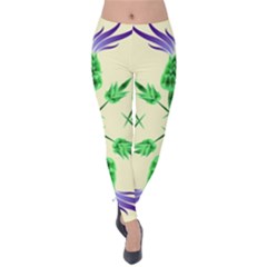 Thistle Flower Purple Thorny Flora Velvet Leggings by Bajindul