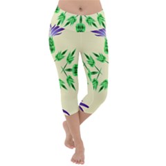 Thistle Flower Purple Thorny Flora Lightweight Velour Capri Yoga Leggings by Bajindul