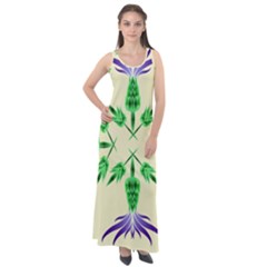 Thistle Flower Purple Thorny Flora Sleeveless Velour Maxi Dress by Bajindul