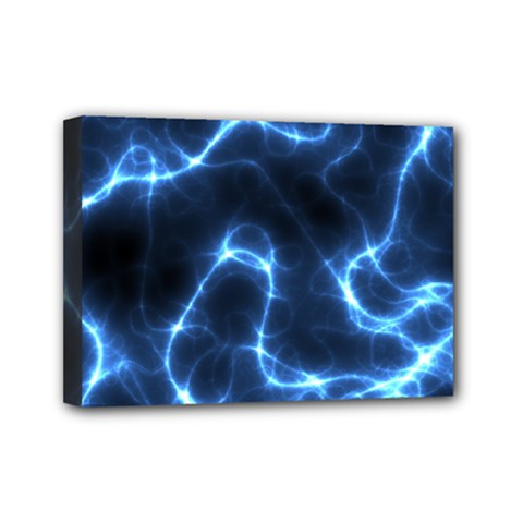 Lightning Electricity Pattern Blue Mini Canvas 7  X 5  (stretched) by Mariart