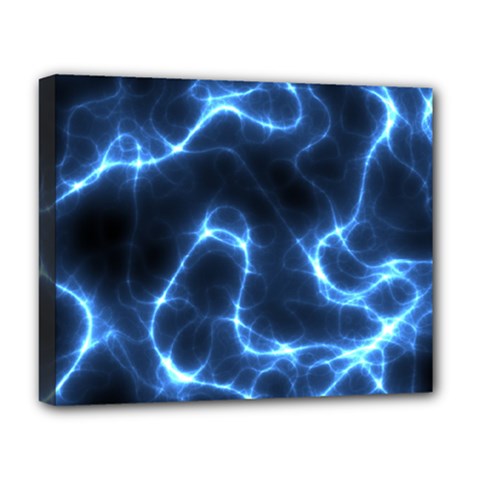 Lightning Electricity Pattern Blue Deluxe Canvas 20  X 16  (stretched) by Mariart