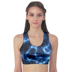 Lightning Electricity Pattern Blue Sports Bra by Mariart