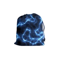 Lightning Electricity Pattern Blue Drawstring Pouch (medium) by Mariart