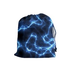 Lightning Electricity Pattern Blue Drawstring Pouch (large) by Mariart