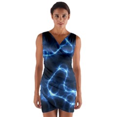 Lightning Electricity Pattern Blue Wrap Front Bodycon Dress by Mariart