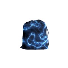 Lightning Electricity Pattern Blue Drawstring Pouch (xs) by Mariart