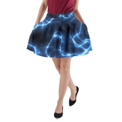 Lightning Electricity Pattern Blue A-line Pocket Skirt by Mariart