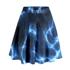 Lightning Electricity Pattern Blue High Waist Skirt by Mariart