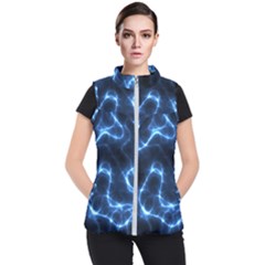 Lightning Electricity Pattern Blue Women s Puffer Vest