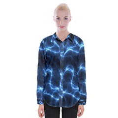 Lightning Electricity Pattern Blue Womens Long Sleeve Shirt