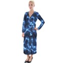 Lightning Electricity Pattern Blue Velvet Maxi Wrap Dress View1