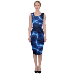 Lightning Electricity Pattern Blue Sleeveless Pencil Dress by Mariart