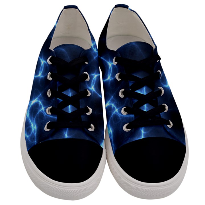 Lightning Electricity Pattern Blue Men s Low Top Canvas Sneakers