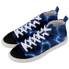 Lightning Electricity Pattern Blue Men s Mid-top Canvas Sneakers by Mariart