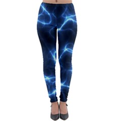 Lightning Electricity Pattern Blue Lightweight Velour Leggings by Mariart